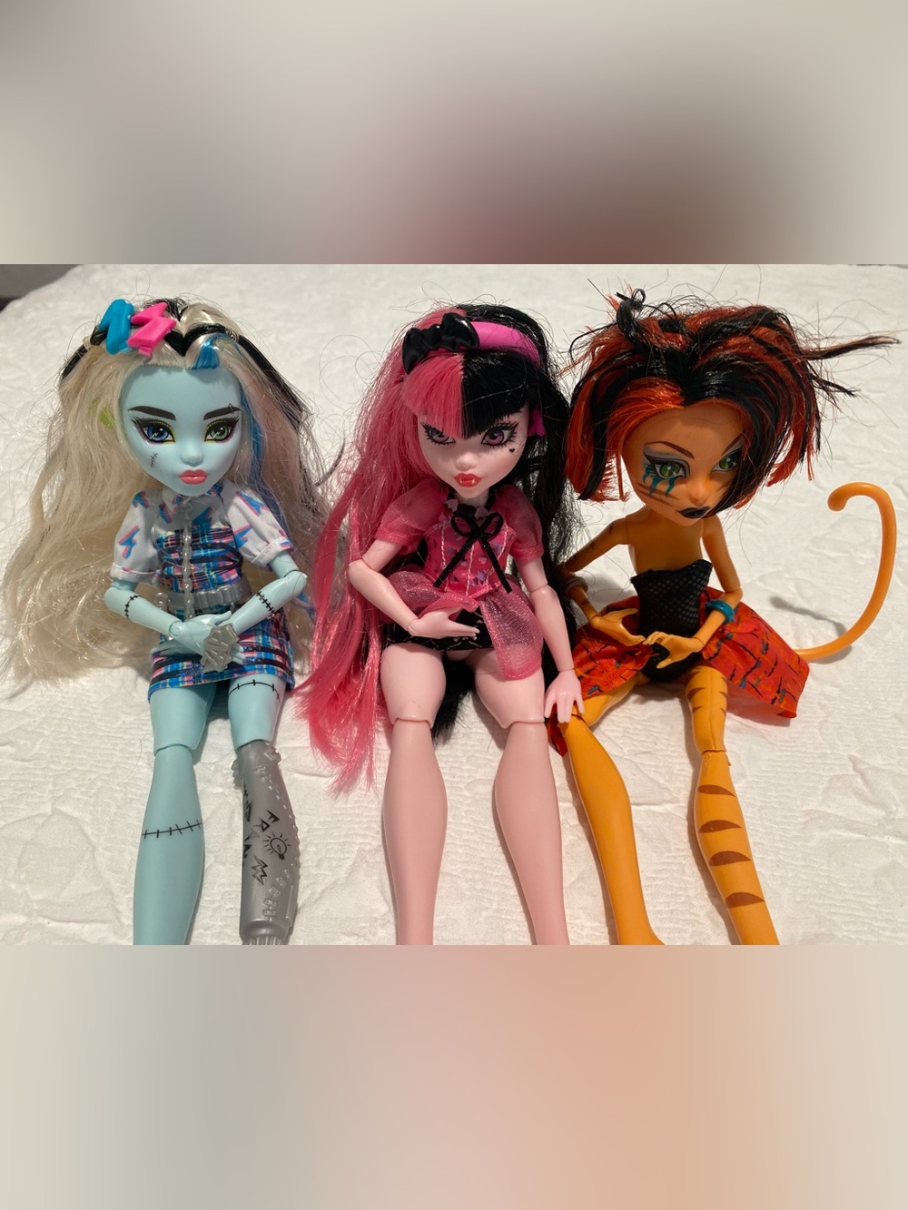 Mattel Monster High Dolls Lot (Frankie Stein, Draculaura, Toralei Stripe)